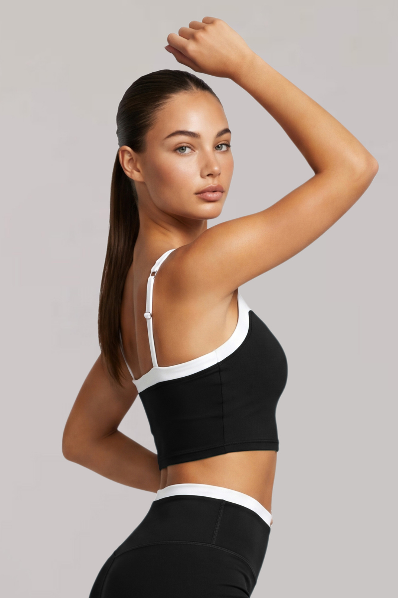 Women's Color Block Adjustable Thin Strap Sports Bra
