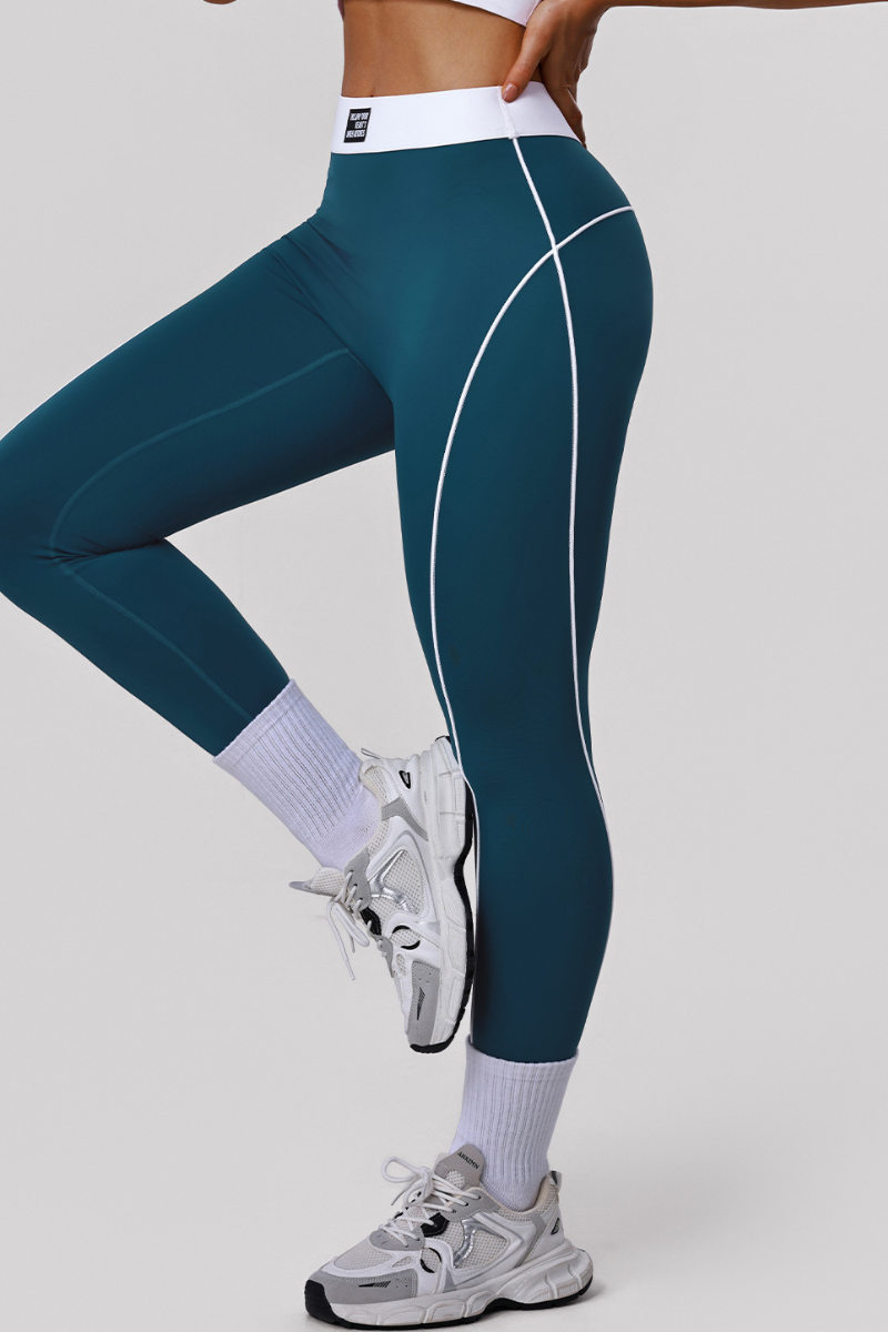Women's Color-Blocked High-Waist Tummy-Control Leggings