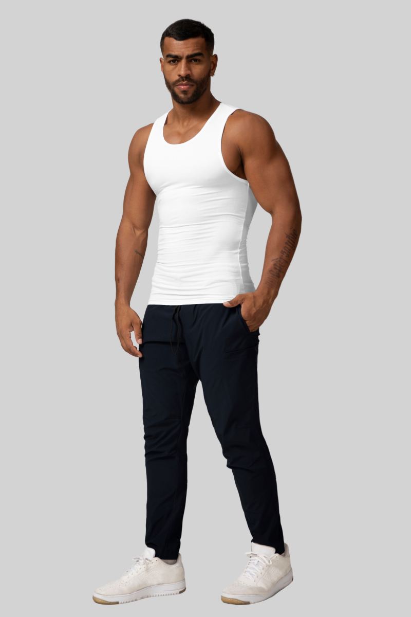 Men's Threaded Tound-Neck Sports And Fitness Tank Top