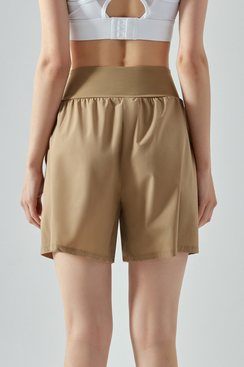 Women Summer High Waist Pocket Quick Dry Sports Shorts