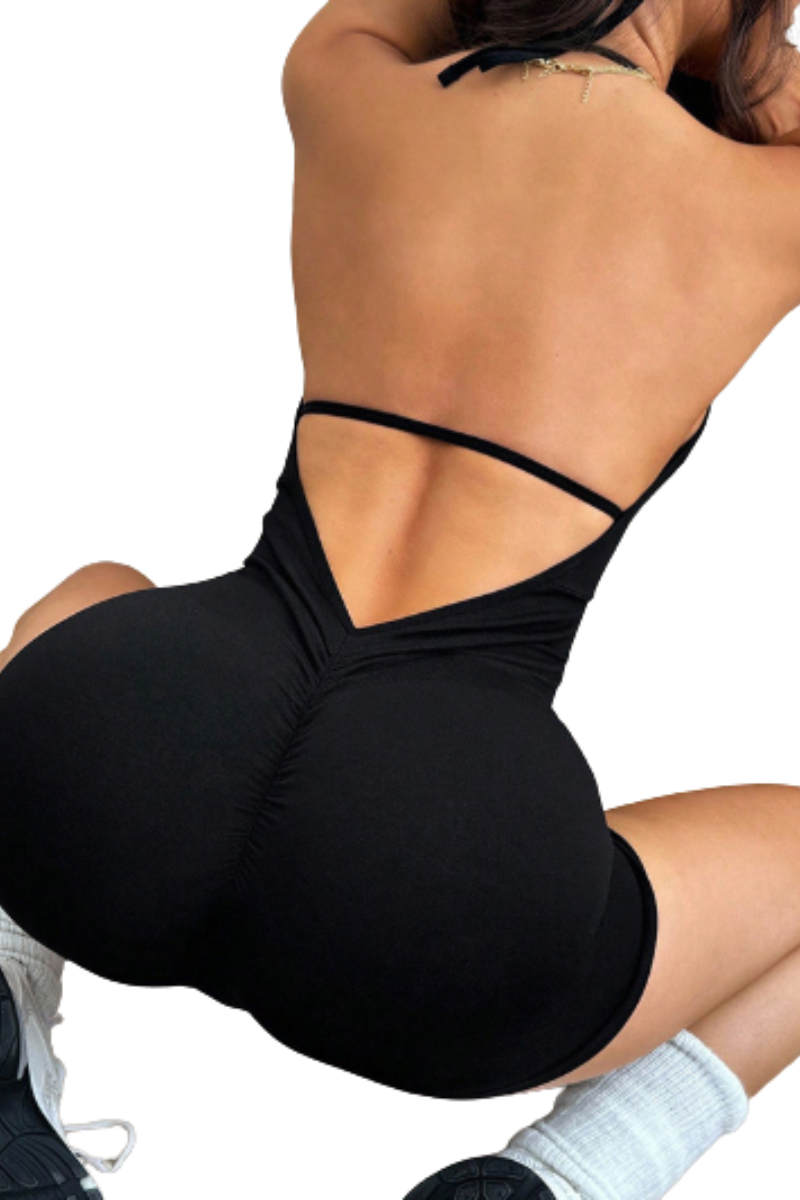 Women's Halter Twist Cutout Backless One-Piece Jumpsuit