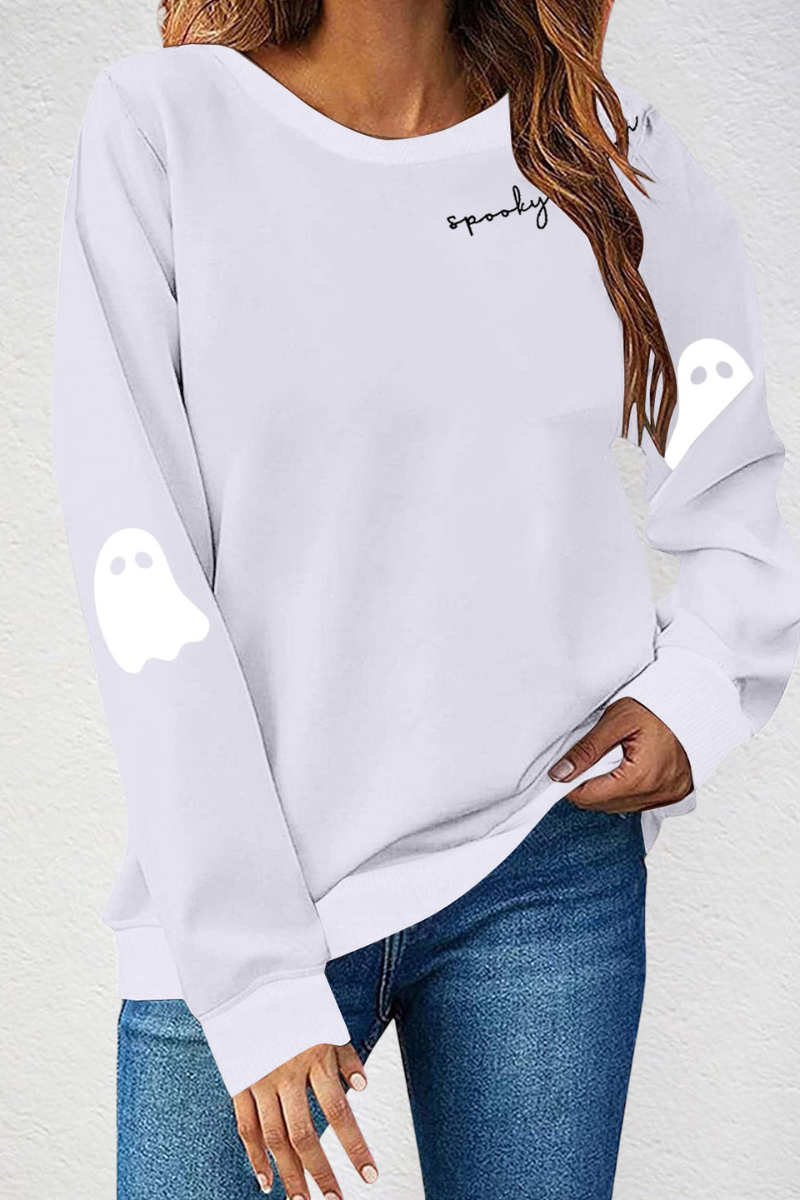 Women's Fall Halloween Gift Ghost Print Sweatshirt