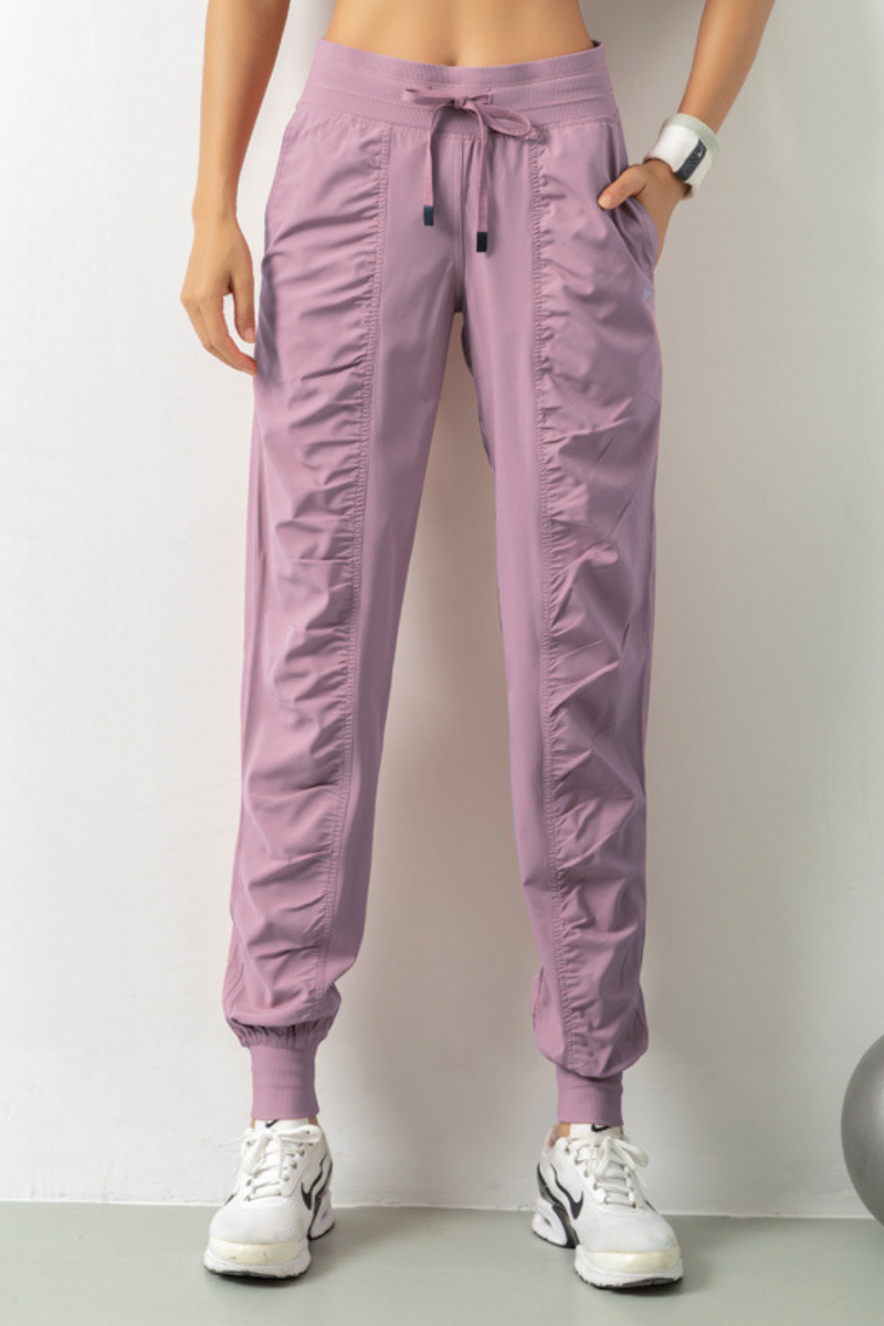 Women's Lightweig Drawstring Pocketed Ruched Side Joggers
