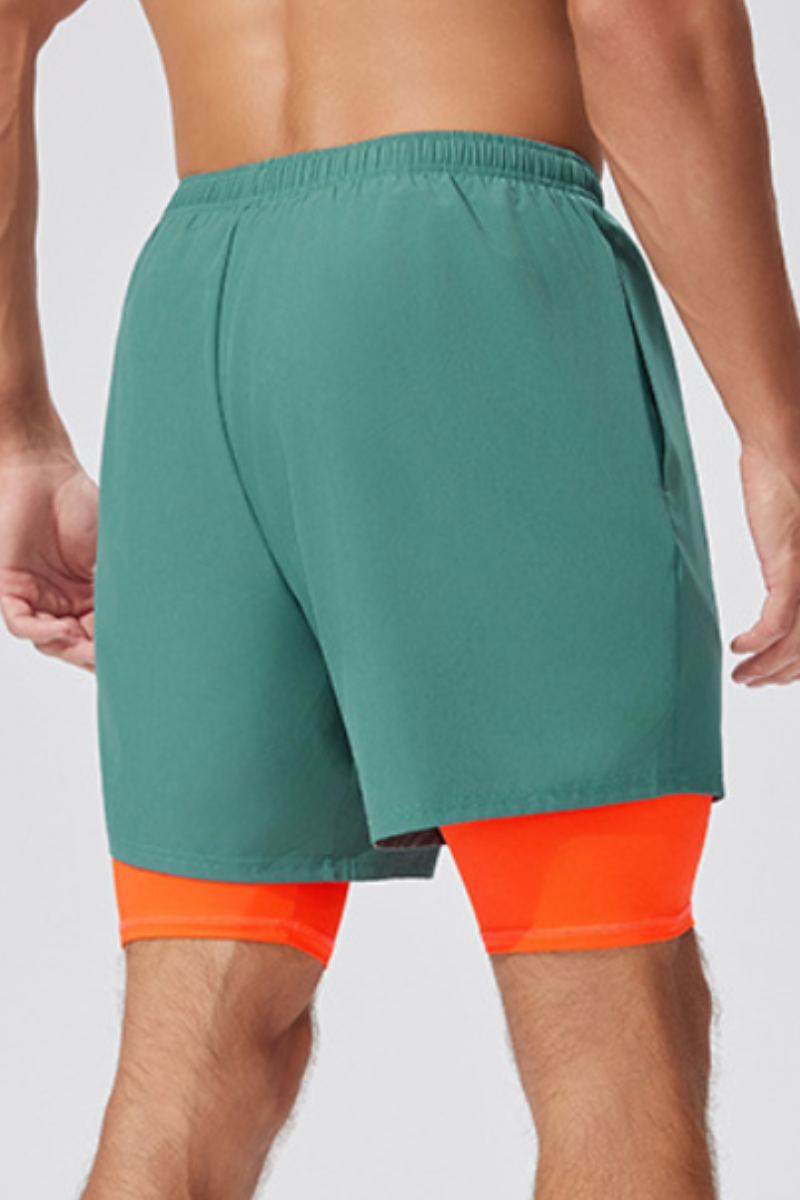 Men's 2-in-1 Double Layer Outdoor Running Athletic Shorts