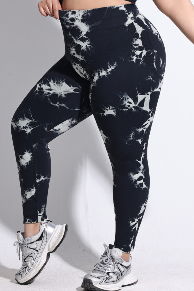 Plus Size Women's Tie-Dye High-Rise Sports Leggings