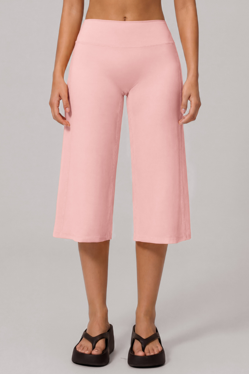 Women's Athletic Wide Waistband Yoga Wide Leg Capri Pants