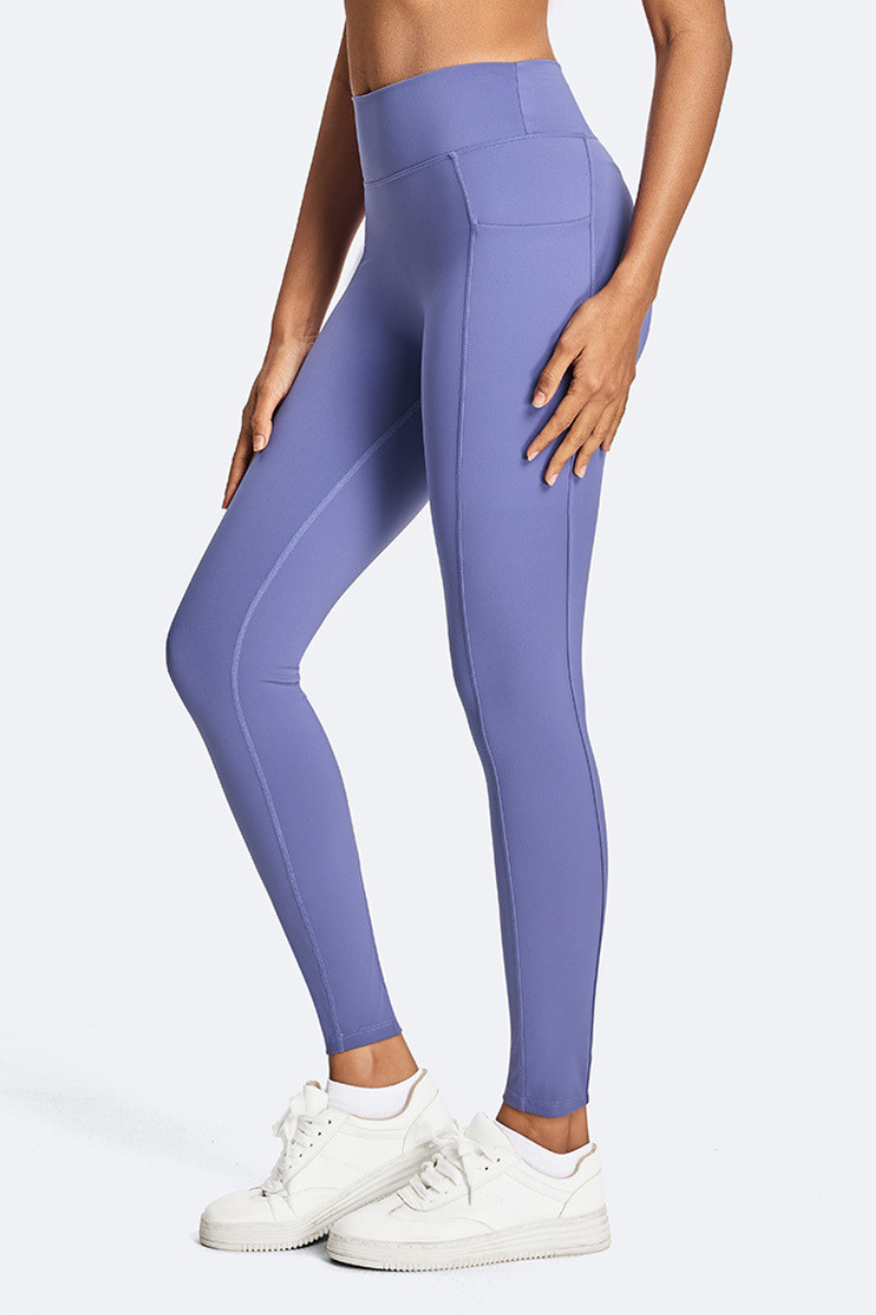 Women's Athletic Side Pocket Ruched Back Seam Yoga Leggings