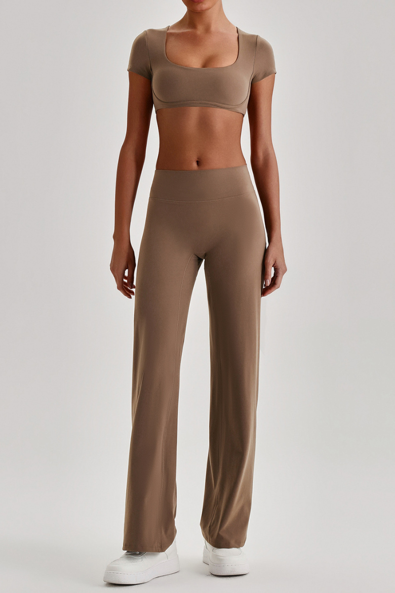 Women's  Quick Dry T-shirt & No Front Seam Yoga Pants Set
