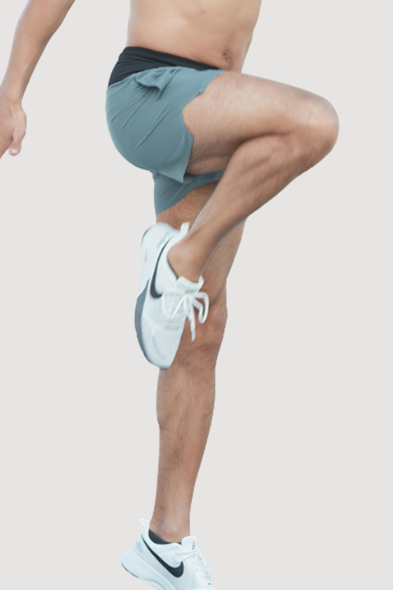 Men High Waist Multi-Pocket 2-in-1 Running Shorts