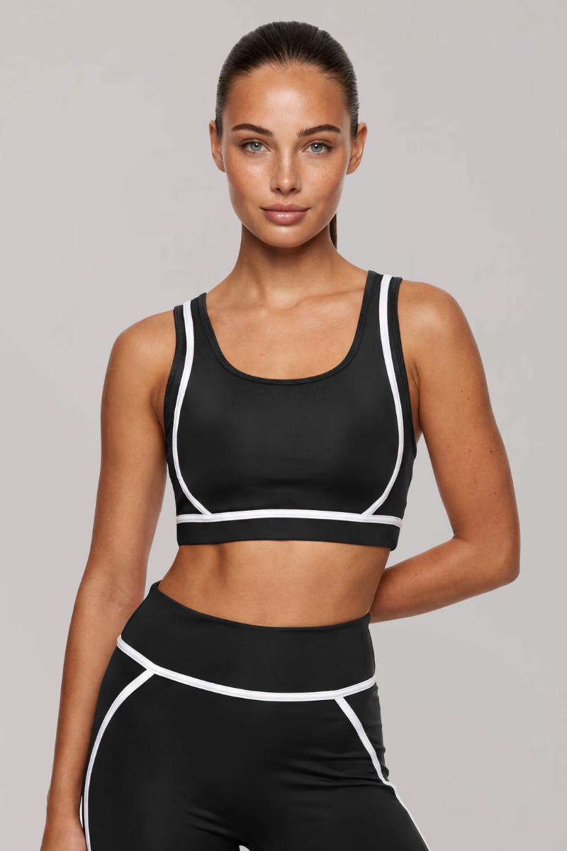 Women's Contrast-Line Wide Strap Shaping Sports Bra