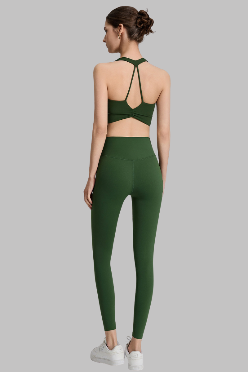 Women's Cross Back Bra and High-Waisted Leggings 2-Piece Set