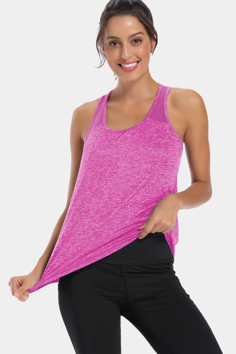Women's Mesh Panel Racerback Quick Dry Athletic Tank Top