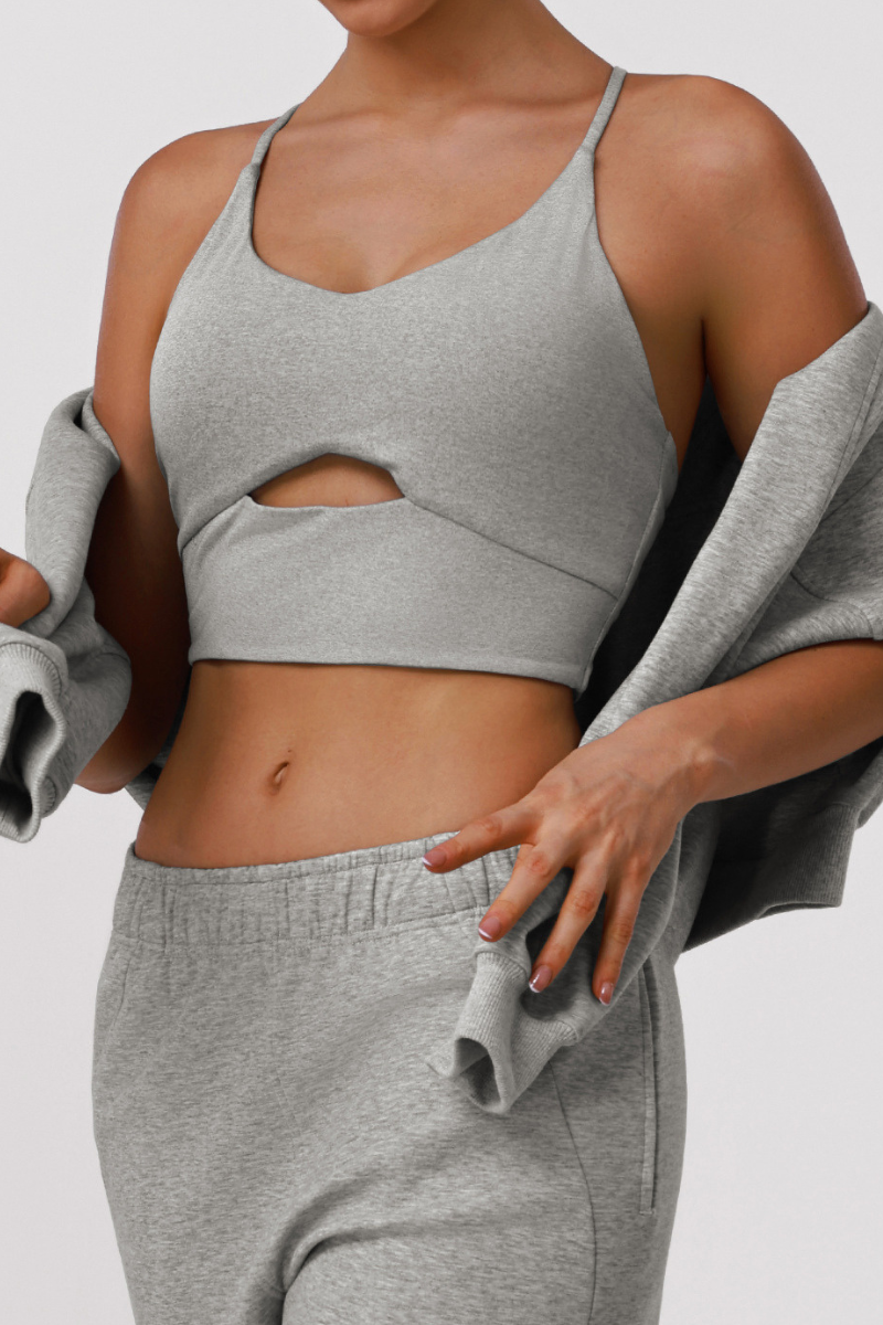 Women's Athletic V-neck Thin-Strap Cross Back Bra