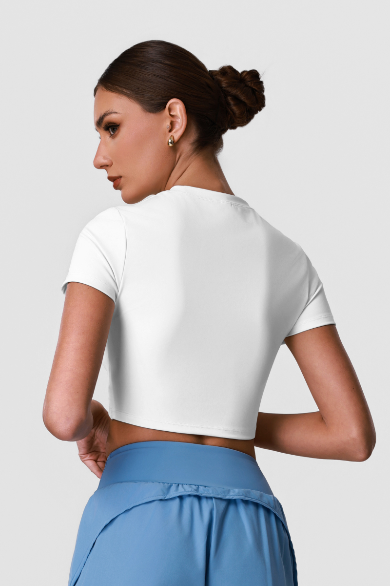 Women's Athletic Cross-Twist Cropped Solid T-Shirt