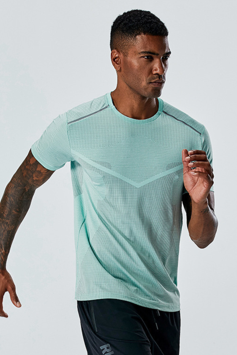 Men's Summer Mesh Reflective Stripe Quick Dry Sports T-shirt