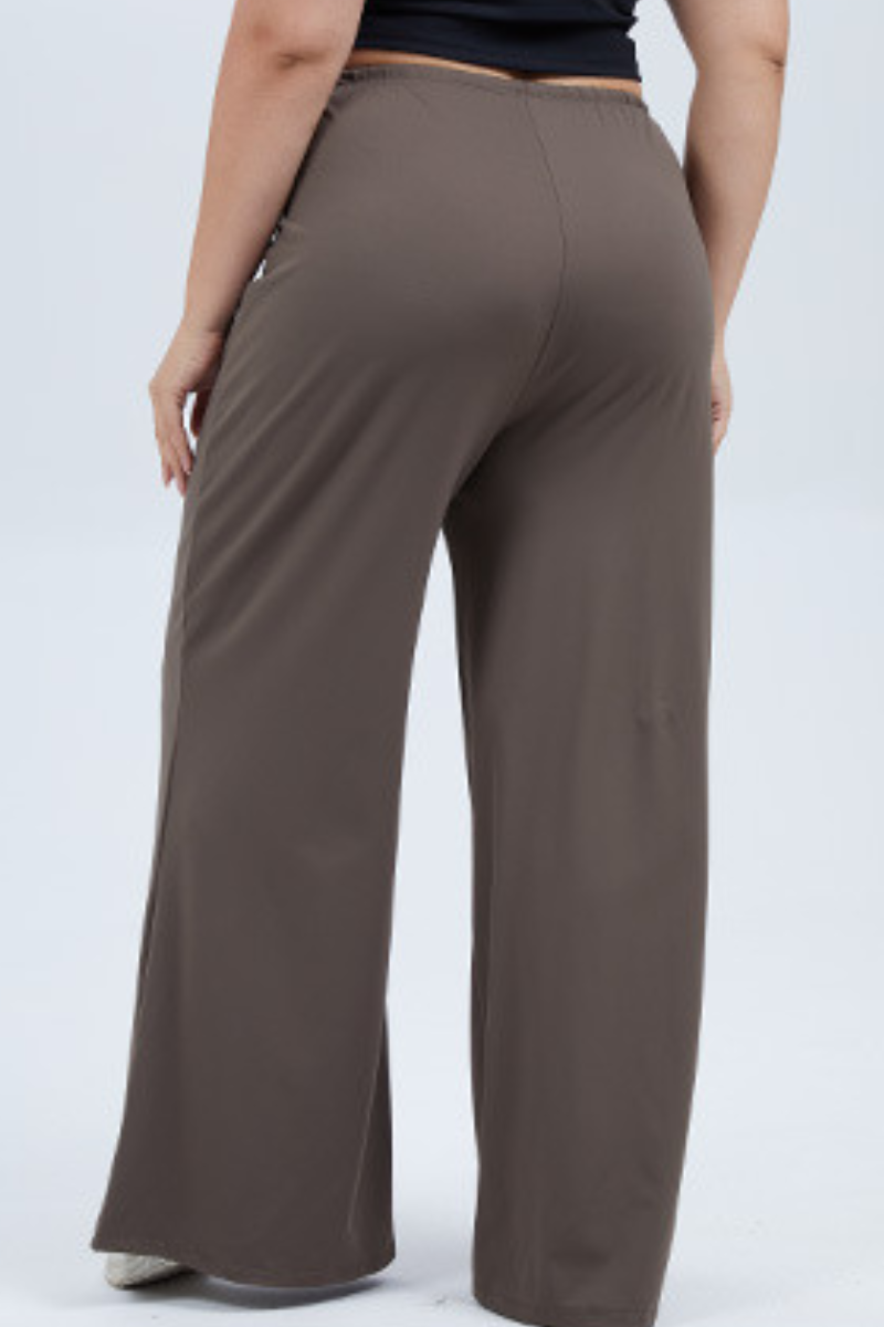 Plus Size Women's Drawstring Waist Loose-Fit Yoga Wide-Leg Pants