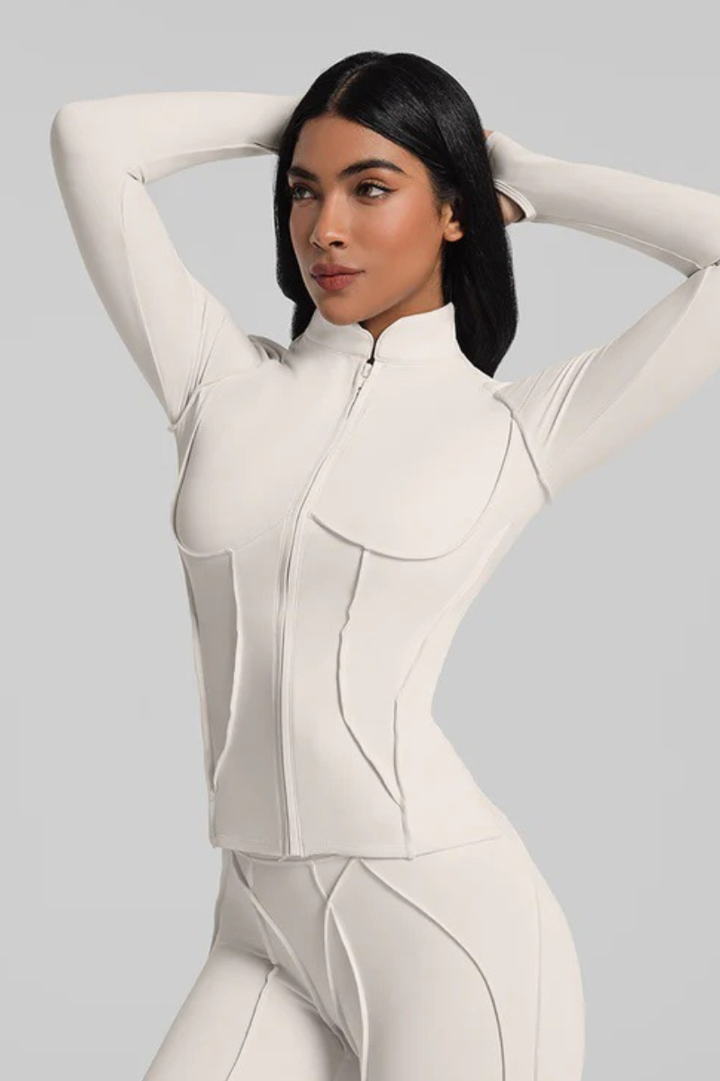 Women's Athletic Seam Detail Finger Cuffs Yoga Jacket