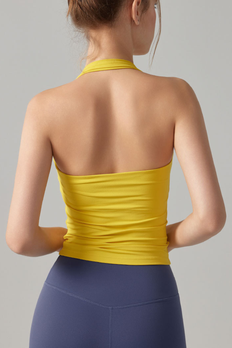 Women's Athletic Square Neck Halter Padded Yoga Tank Top