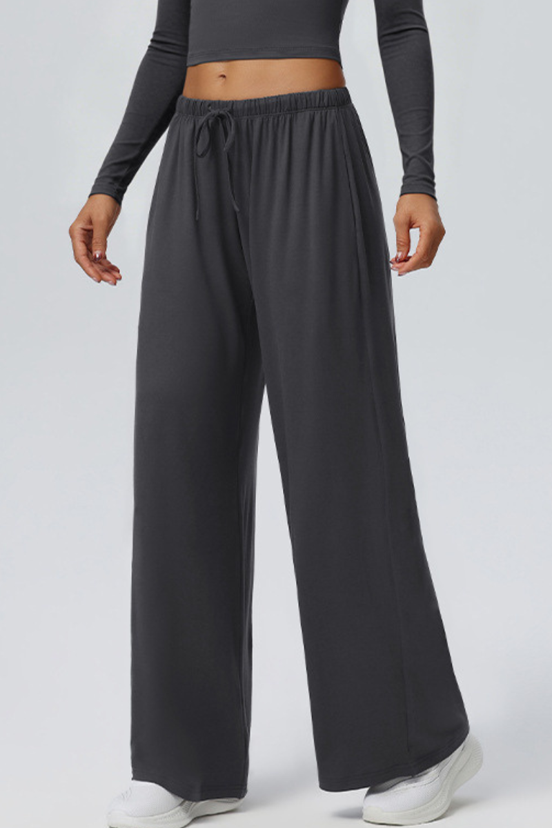 Women's Drawstring High Waist Drape Wide Leg Casual Pants