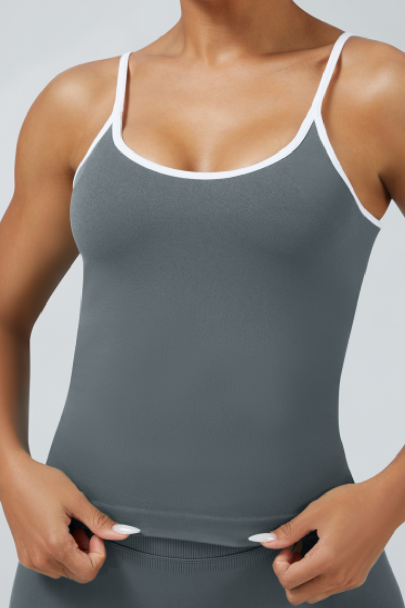 Women's Color Trim Seamless Longline Sports Cami Tank Top