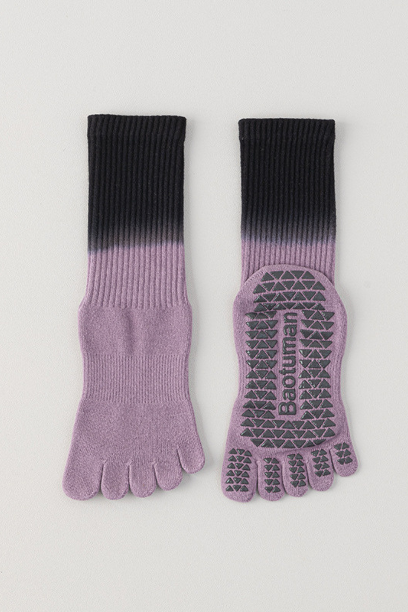 Women's Gradient Separator Anti-Slip Yoga Crew Cotton Socks