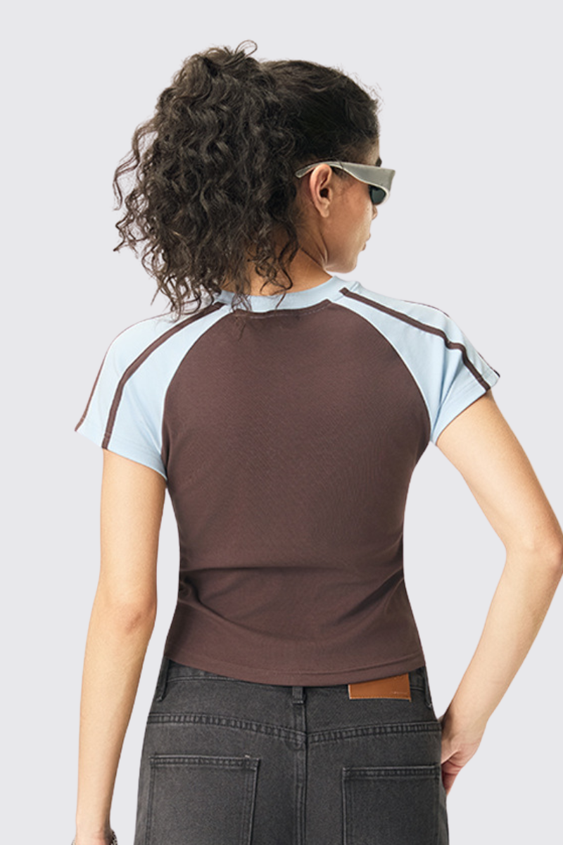 Women's 260g Color Block Stripe High Waist Cooling T-Shirt