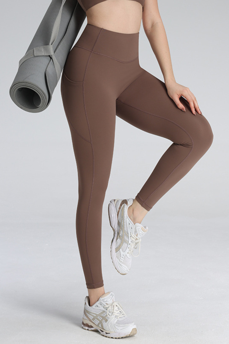 Women's High Waist Pleated Buttock Lift Pocket Yoga Leggings