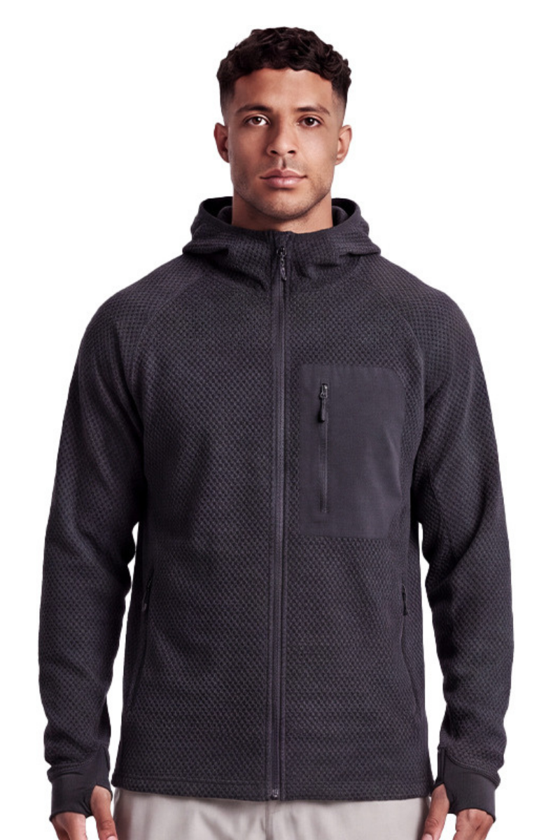 Men's Fall Thermal Fleece  Hooded Jacket with Thumbhole Cuff
