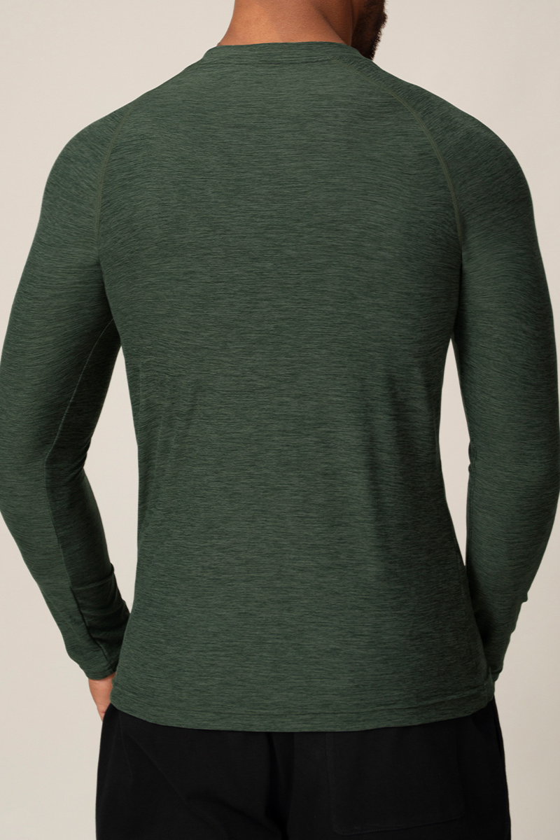 Men's Summer Round-Neck Button-up Long-Sleeve T-shirt