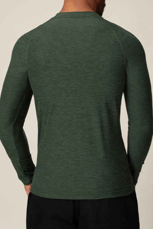 Men's Summer Round-Neck Button-up Long-Sleeve T-shirt