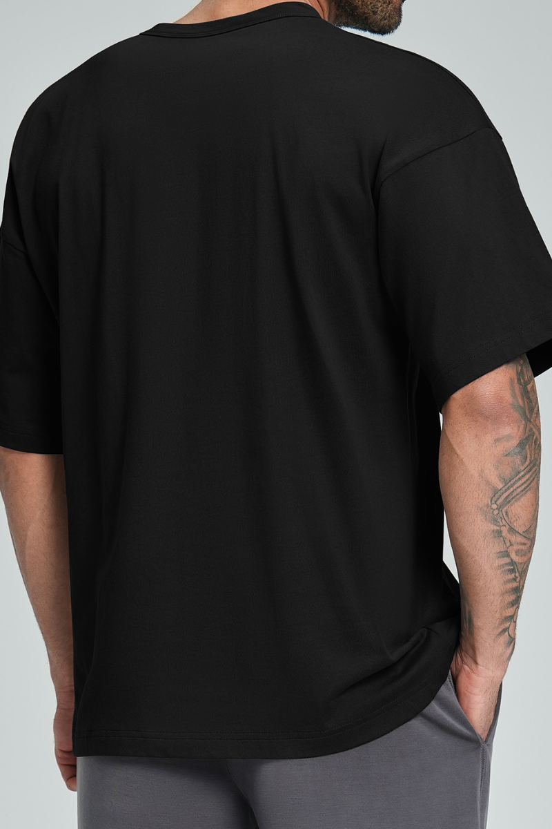 Men's Summer Organic Cotton Loose Crew Neck Solid T-Shirt