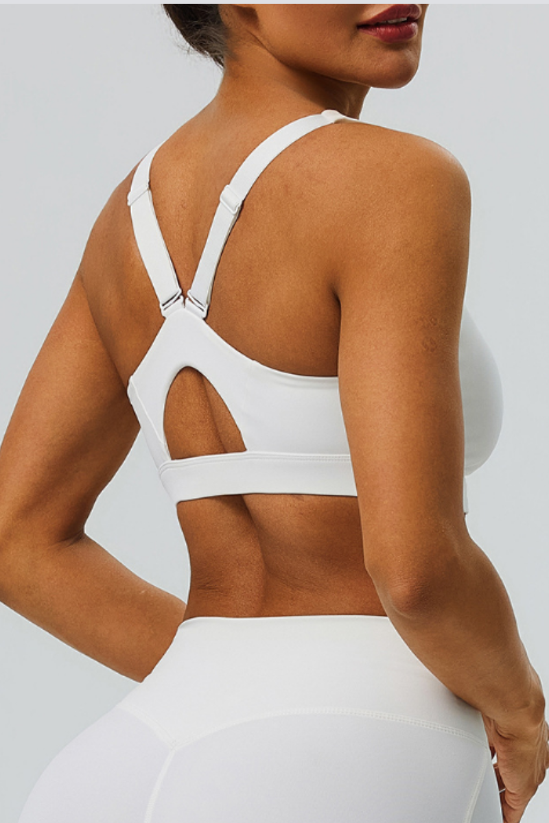 Women's Athletic U-neck Wide Strap Adjustable Solid Yoga Bra