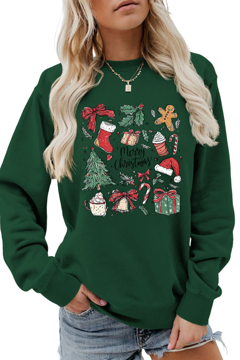 Women's Fall Merry Christmas Graphic Pullover