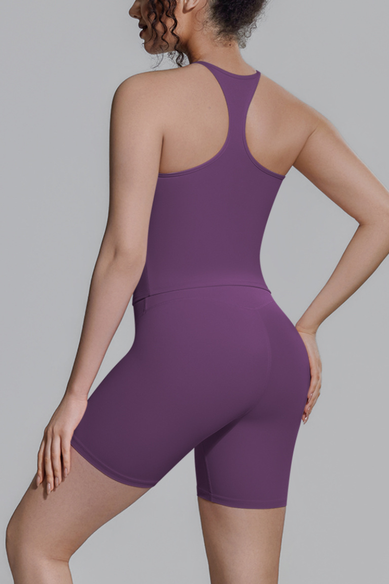 Women's Athletic Sets:Racerback Tank Top And Shorts
