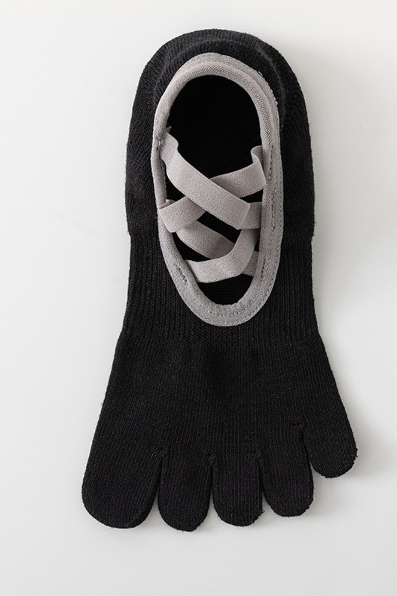 Women's Crisscross Strap Toe-Separated Non-Slip Yoga Socks