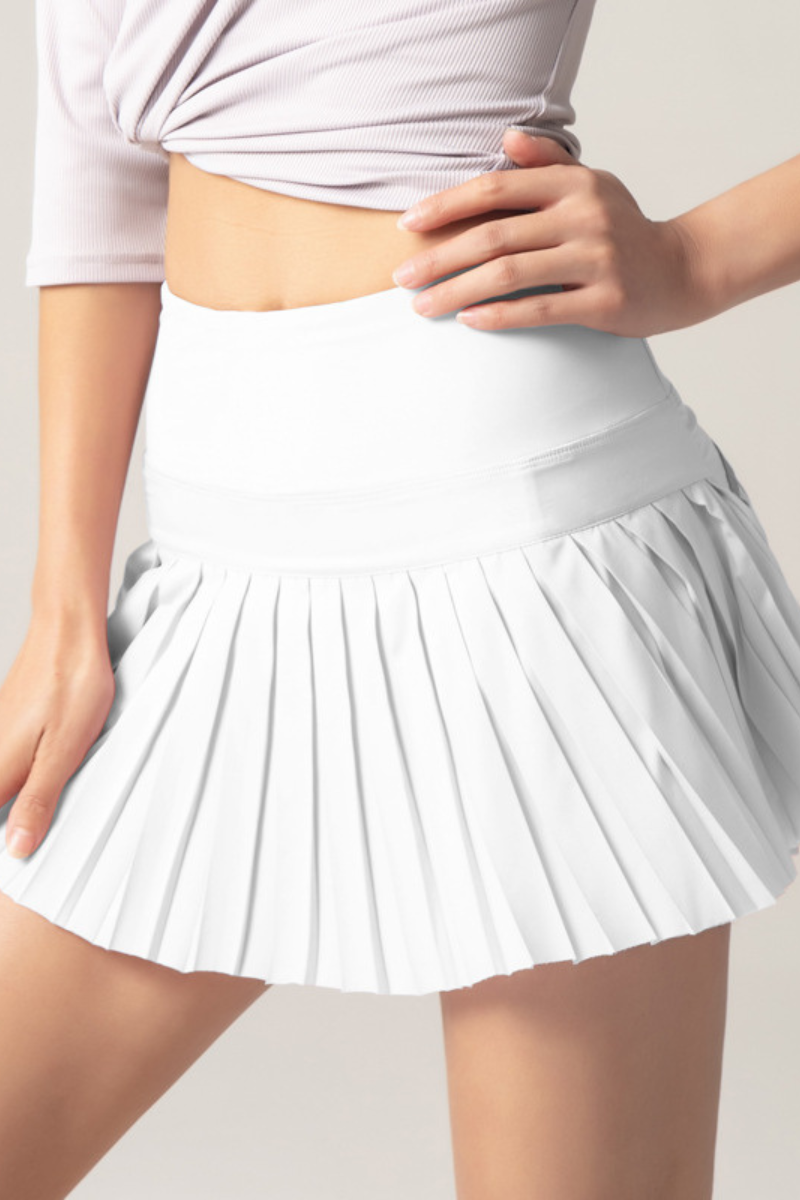 Women Summer Pleated Tennis Mini Skirt with Built-in Shorts