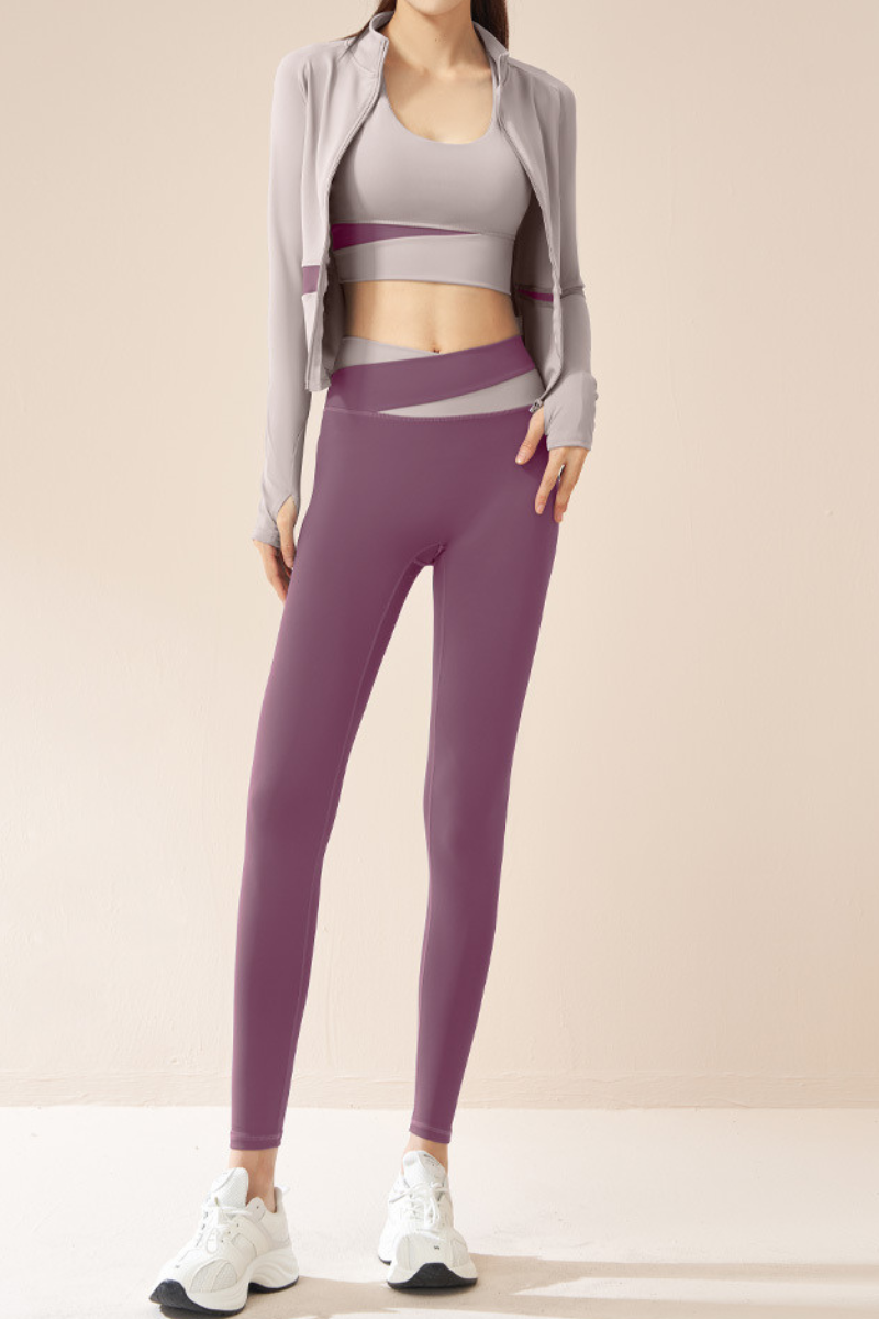Women's 2-Piece Sports Sets:Stand Collar Jacket & Leggings