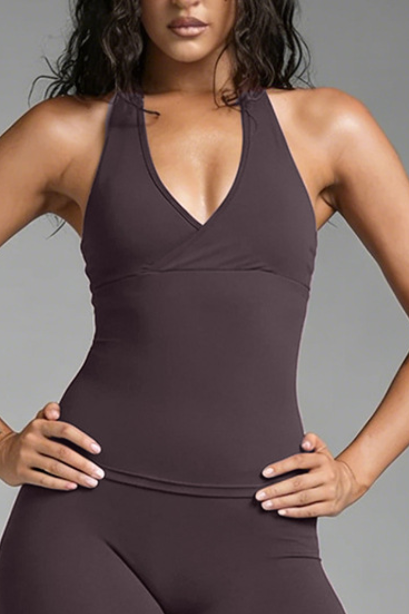 Women's Athletic Halter V-neck Padded Yoga Tank Top