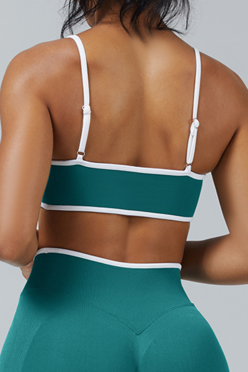 Women's Multi-Color Contrast Trim Padded Sports Yoga Bra