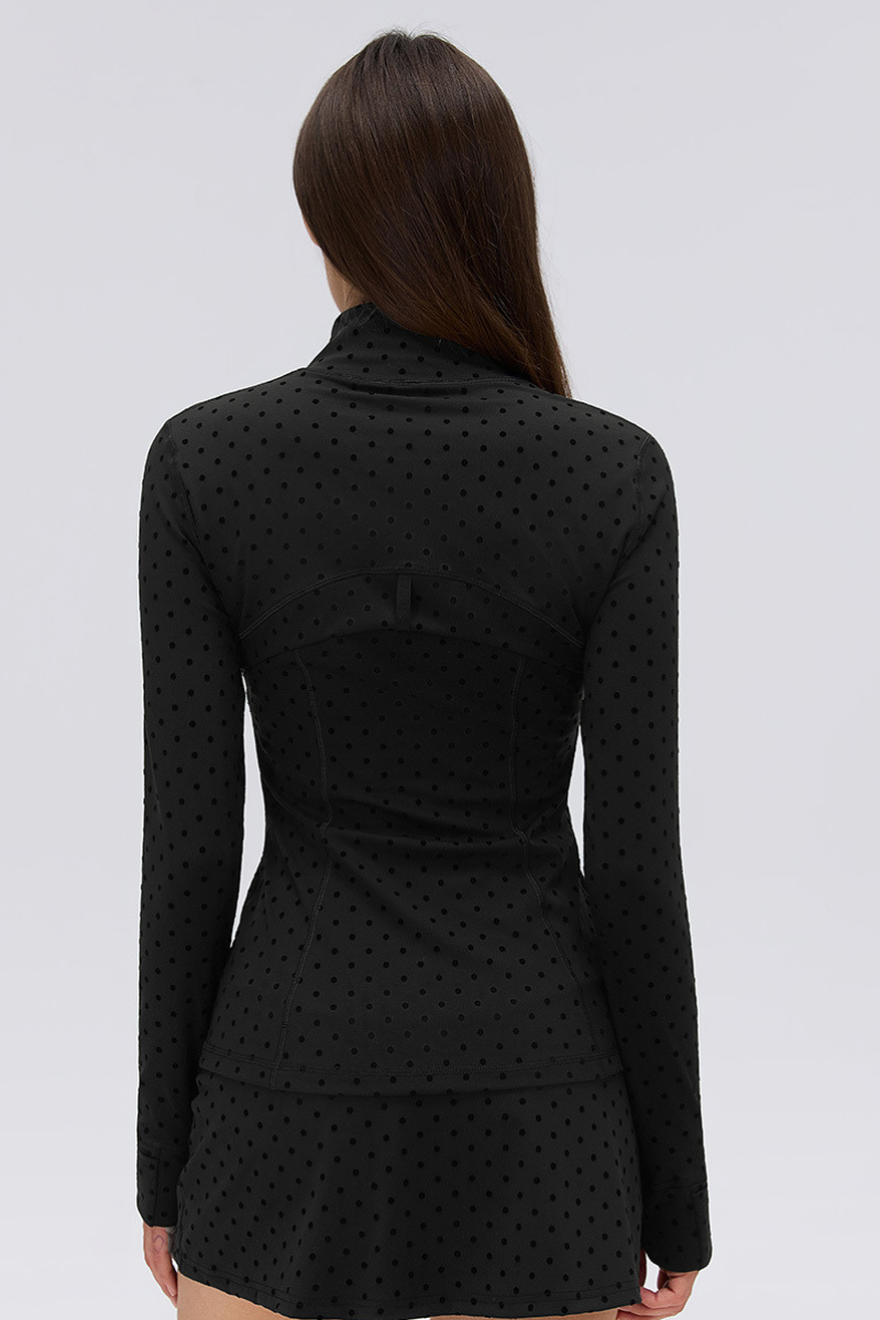 Women's Double-Sided Brushed Flocked Dot Slim Sports Jacket