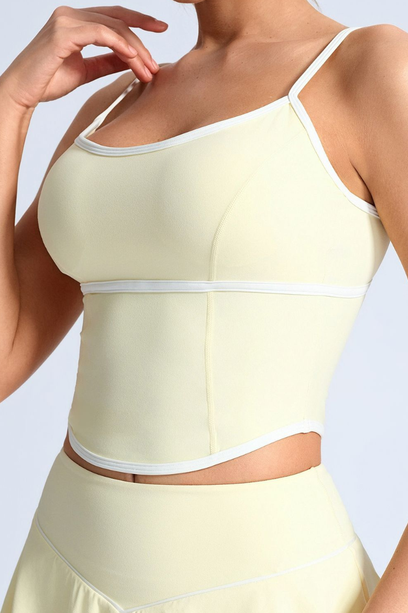 Women's Contrast Trim Contrat Crisscross Back Yoga Tank Top