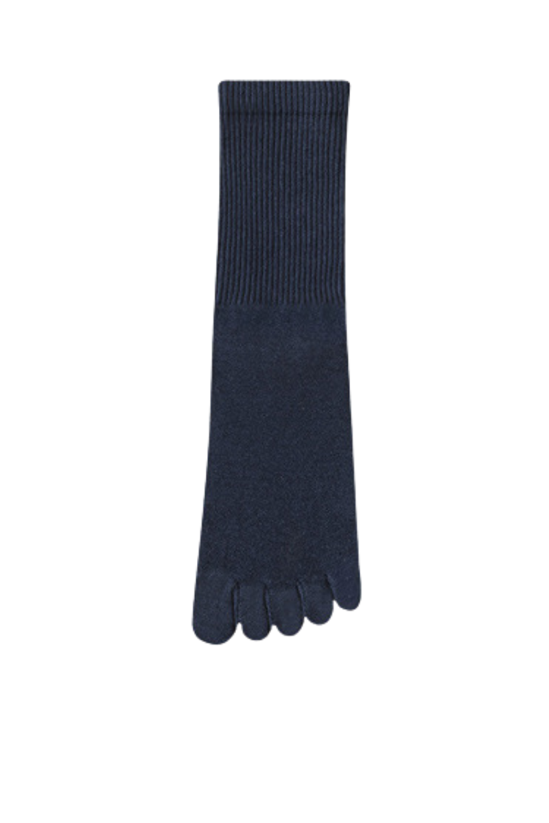 Men's Solid Color Toe Separator Cotton Crew Socks