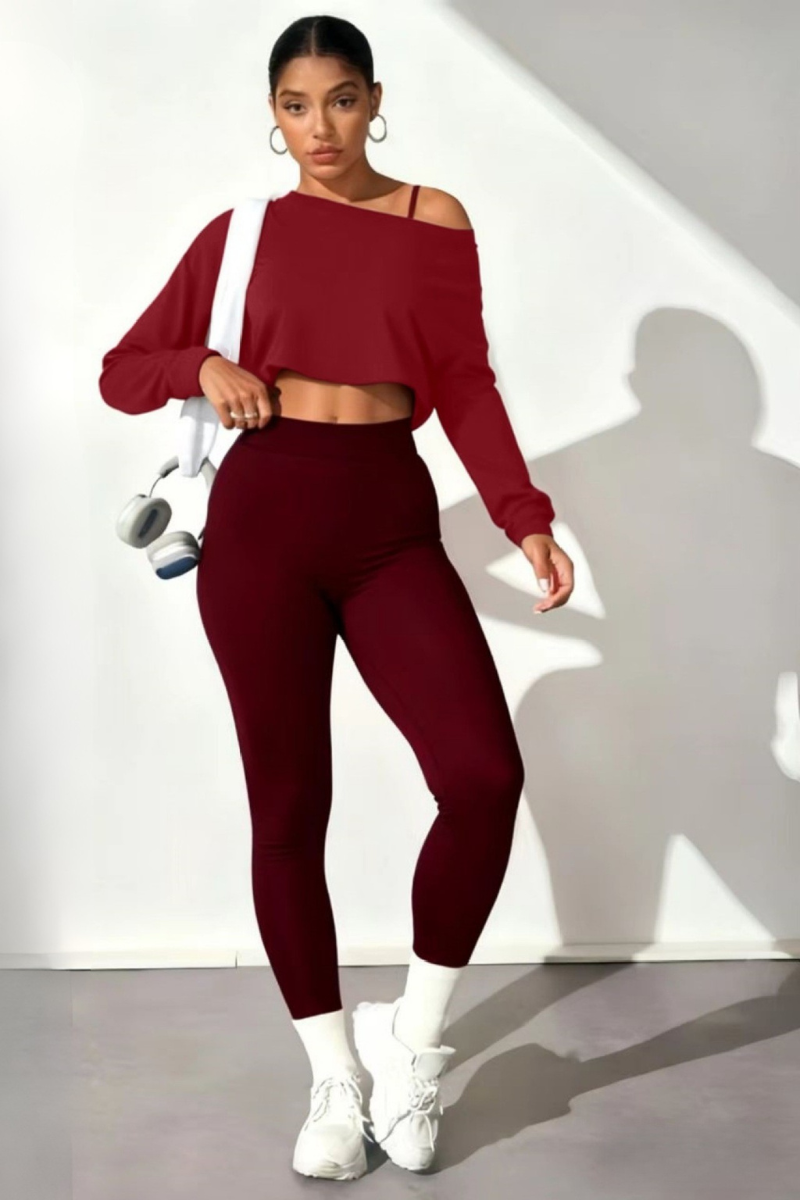 Women's 3-piece Sets:Off The Shoulder Top& Bra & Leggings