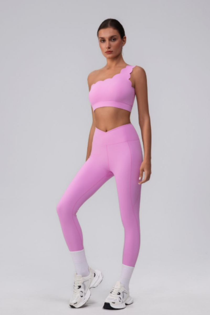 Women's Asymmetric One-Shoulder Bra & V-Waist Leggings Set