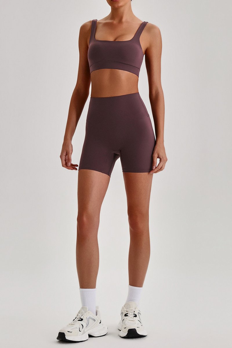 Women's  High Stretch Bra & No Front Seam Yoga Shorts Set