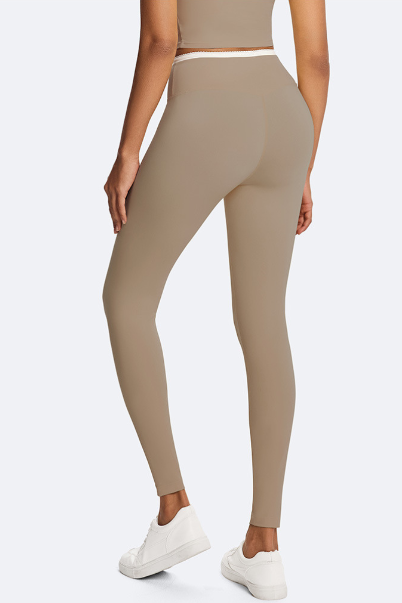 Women's Crisscross Waist Color Block Bare Feeling Leggings