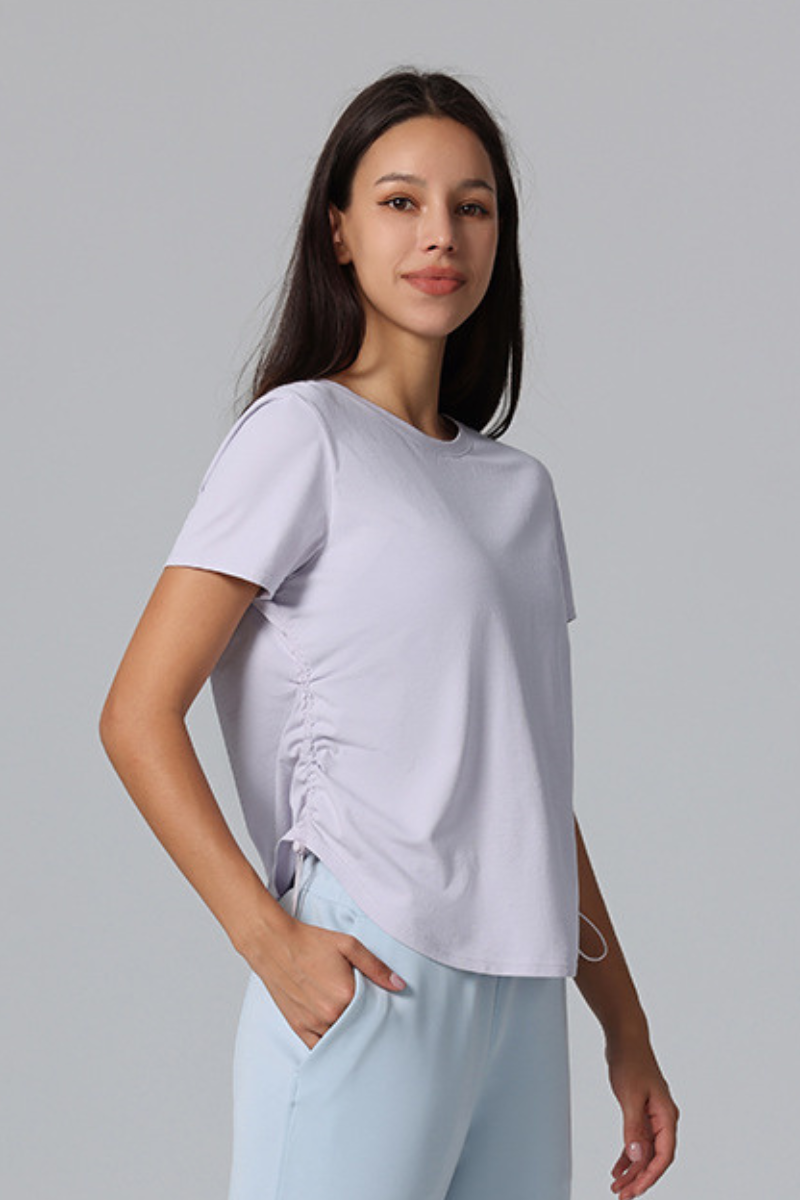 Women's Breathable Side Drawstring Slimming Workout T-Shirt
