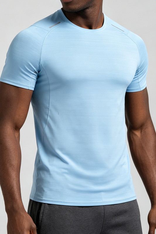 Men's Round-Neck Silk-Textured Sports Casual T-shirt
