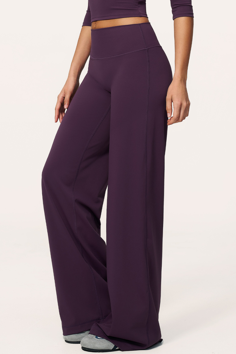 Women's Brushed Wide Waistband Draped Wide Leg Pants