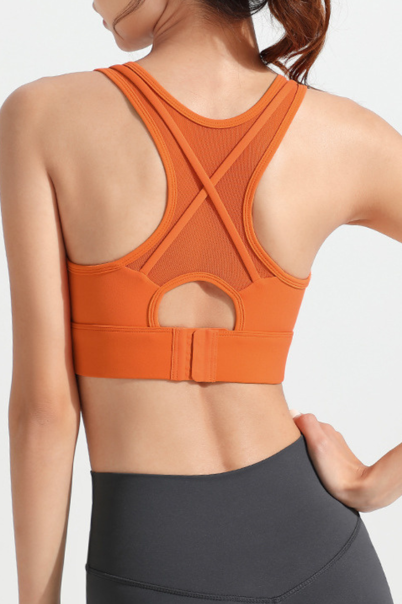 Women's Back Mesh Panel High Support Antibacterial Sport Bra
